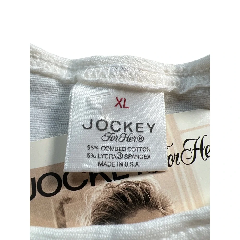 Vintage Jockey For Her White Cotton Racerback Sport Top Bralette XL Made in USA